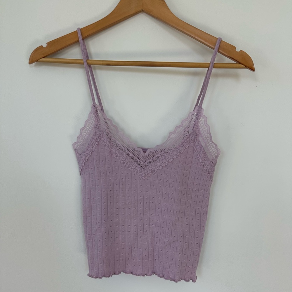 American Eagle Outfitters Lavender Lace Tank Top